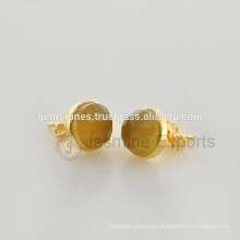 Joyería plateada oro de los pendientes del bisel de la plata esterlina 925, venta al por mayor Joyería natural de los pendientes del perno prisionero de la piedra preciosa de la mejor calidad